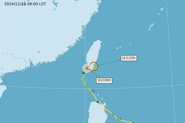 2024/11/16天兔颱風預測圖