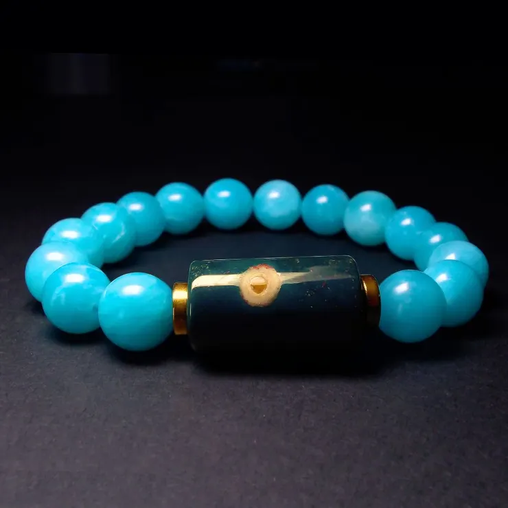 海洋碧玉與天河石：真我之力 男士手鍊（孤品）