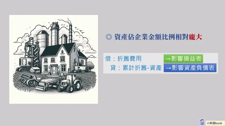 資產佔企業金額龐大，後續折舊要特別謹慎。