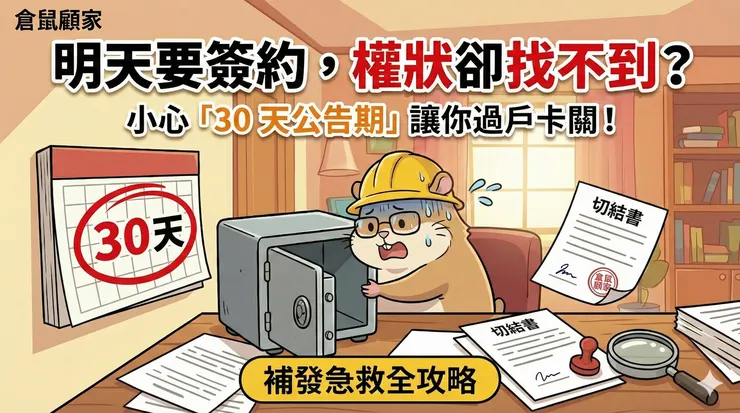 明天要過戶，權狀卻找不到？補發急救全攻略
