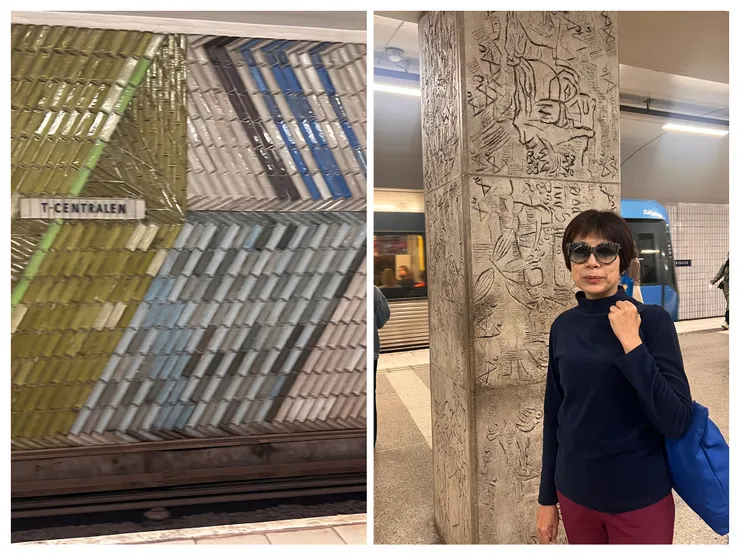 馬賽克拼貼和柱子上的陰刻