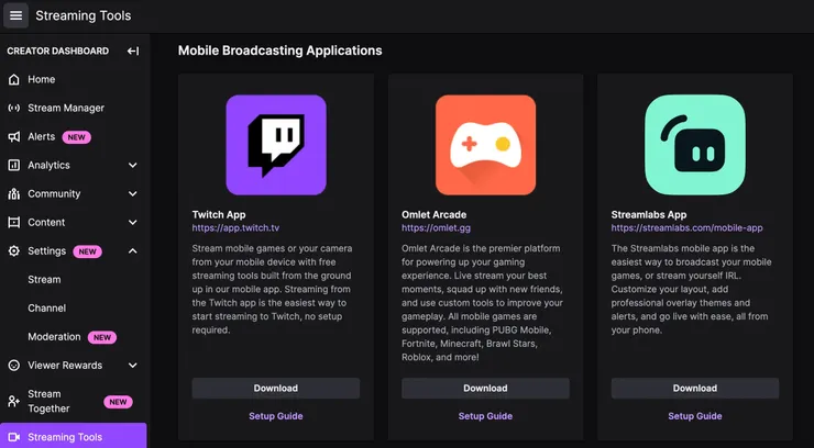 Twitch的官網上也有介紹Omlet Arcade