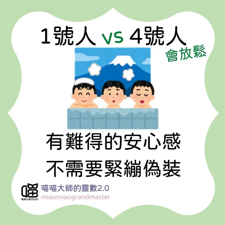 1號人 vs 4號人的靈數互動
