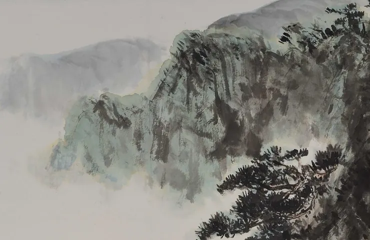 〈山亭晚翠〉局部－遠山