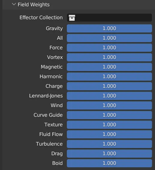 Field Weights 面板