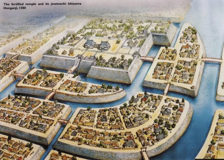 堀濠土壘式城郭一向一揆的寺院要塞 - 石山本願寺 Reddit網友:PaulusImperator提供