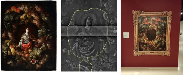 原作(左),紫外光檢測(中),展覽拍照區域(右)