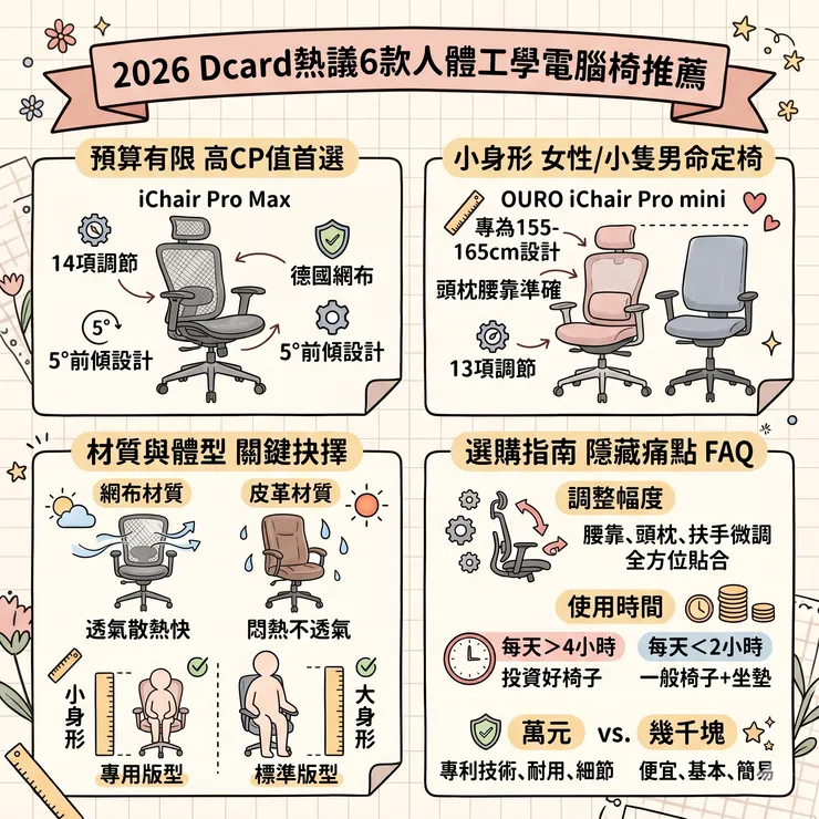 2026 Dcard熱議6款人體工學電腦椅推薦，萬元內高CP值到頂級旗艦總整理🪑