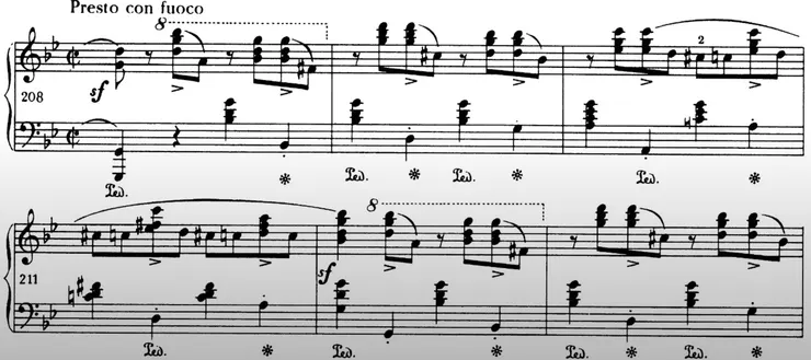 蕭邦第一號敘事曲 第208小節 熱情的急版