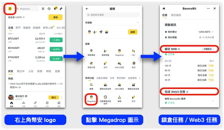 積分任務一：幣安「交易所」購買 BNB 定期產品