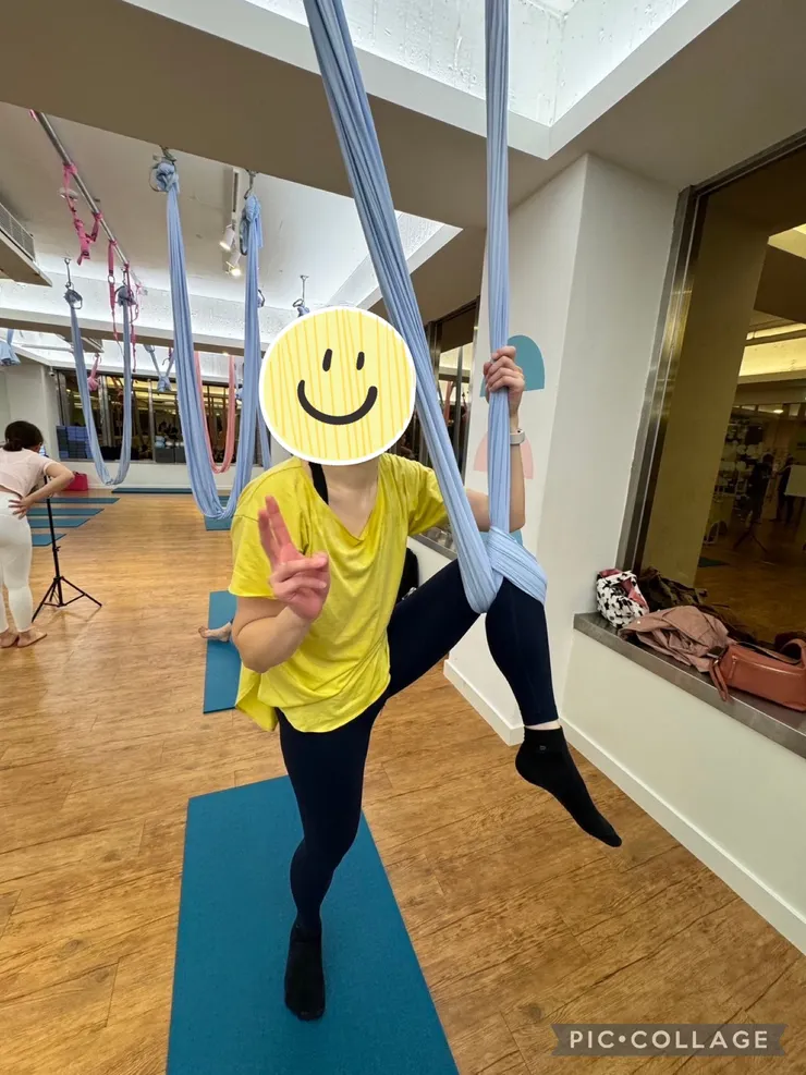 某次失敗腳卡住，笑得很狼狽。