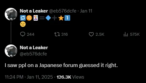 知名任天堂爆料者Pyoro 在個人X帳號發表了一串表情符號，並留言道：I saw ppl on a Japanese forum guessed it right.