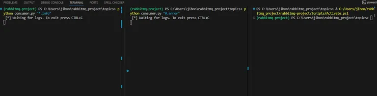 不同的 routing key 1  - Topics