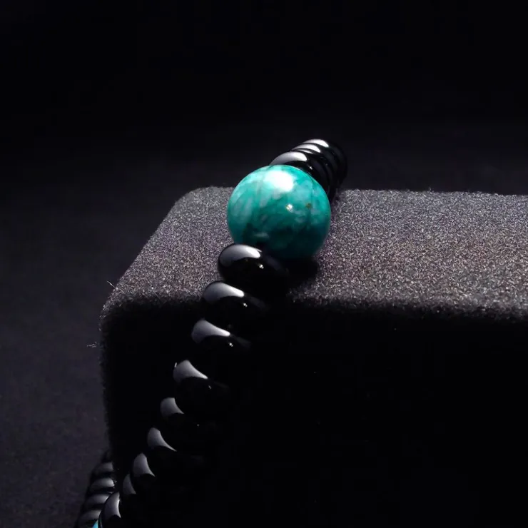 鳳凰松石配黑瑪瑙 重生之力 男士手鍊 QBR-00003