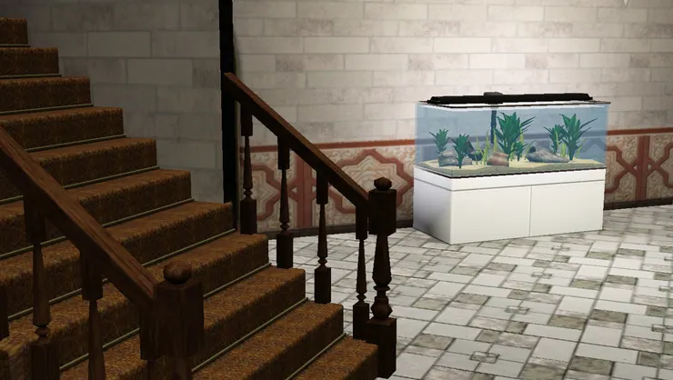 來到二樓了；還有一條向上的樓梯表示有三樓。