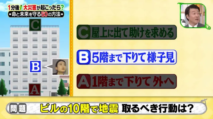 其實在中間樓層最安全，屋頂可能會遇到火災，出口又常常會被堵住。