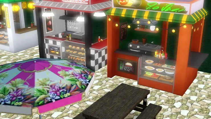 各個小吃攤的燈具都不同,盡顯各國風情。