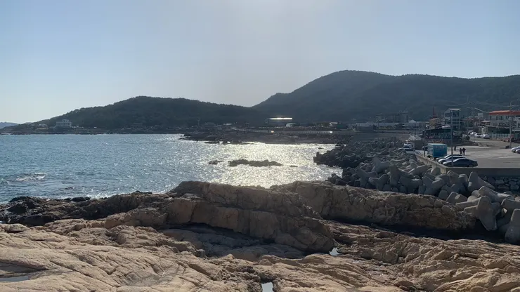 海已經變成金色的了。