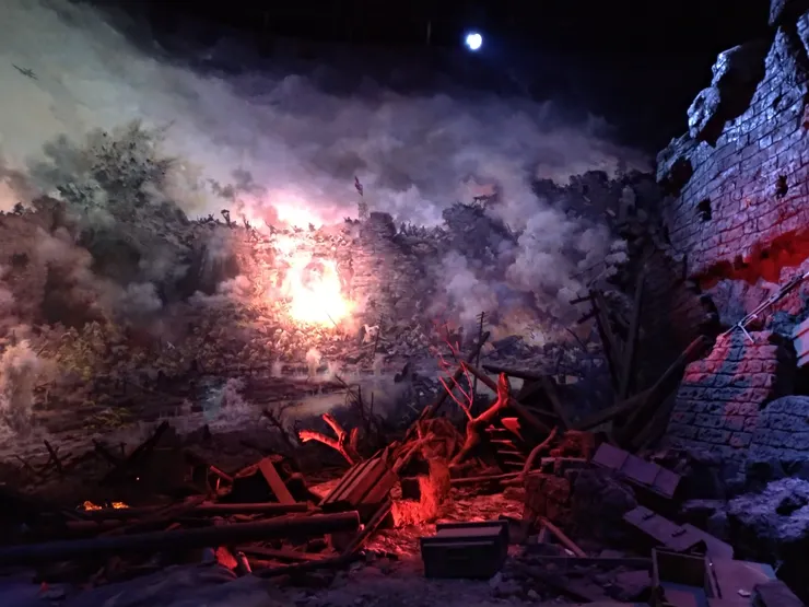 有部分展示試圖營造出戰爭所帶來的沉重傷害