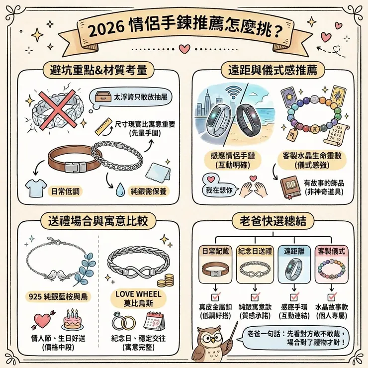 【情侶手鍊推薦】2026 紀念日怎麼選？💞Dcard、PTT 討論 6 款客製、純銀與遠距手鍊