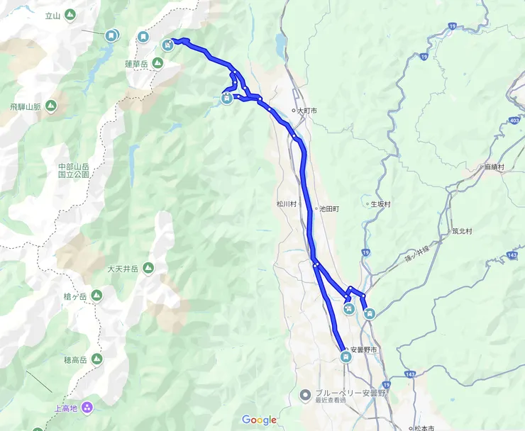 路線懶人包：展望長峰山－山葵冰淇淋－大町水壩－黑部立山－此生最好吃鰻魚飯