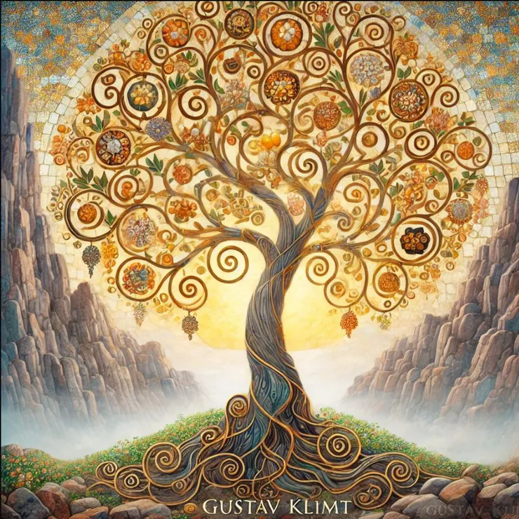 圖文不符的大樹。ChatGPT生成，仿Klimt風格