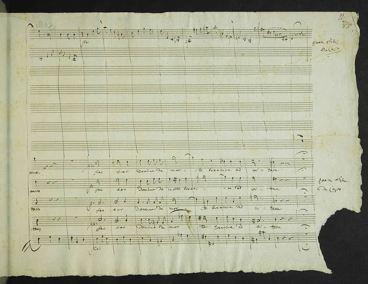 Mozart's manuscript with missing corner