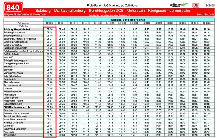 Bus 840 交通,詳細可以點選連結下載Fahrplan