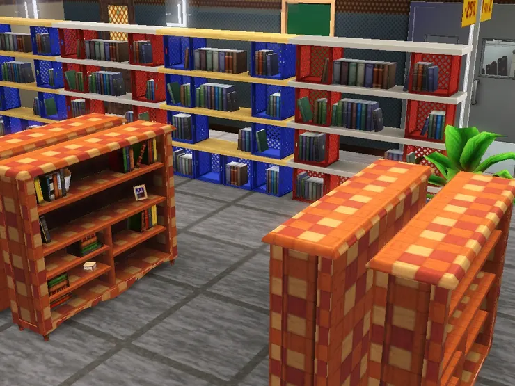 這邊大書架擺放教科書、商業用書、字典等。