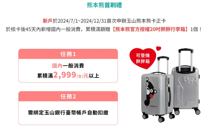 熊本熊登機箱首刷禮