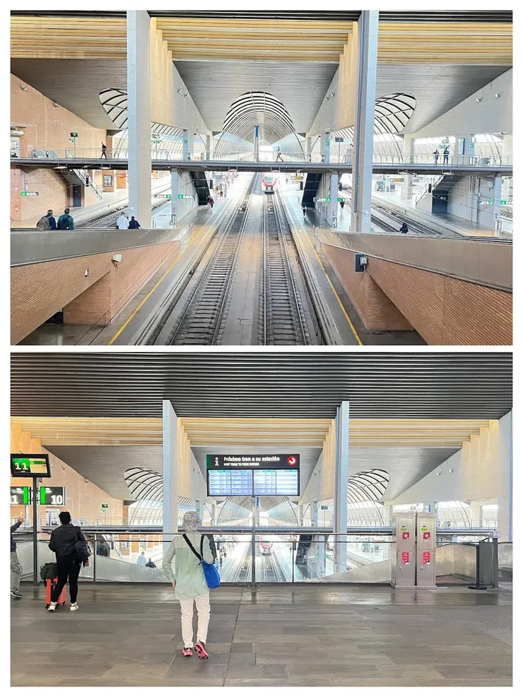 塞維利亞-聖胡斯塔車站，有12條軌道7座月台。