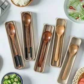 原木餐具盒套裝-戶外旅行餐具組（$79）