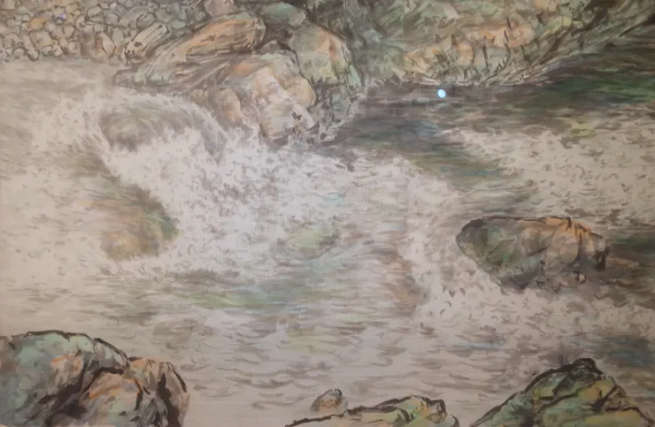 〈清流激湍／湍流清溪〉局部－流水