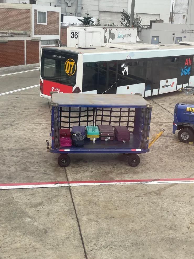 看著行李被拖出機艙