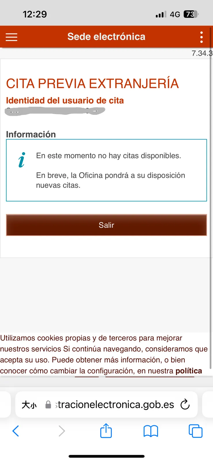 辛苦填完資料之後網站卻一直顯示 "no hay cita disponible" 