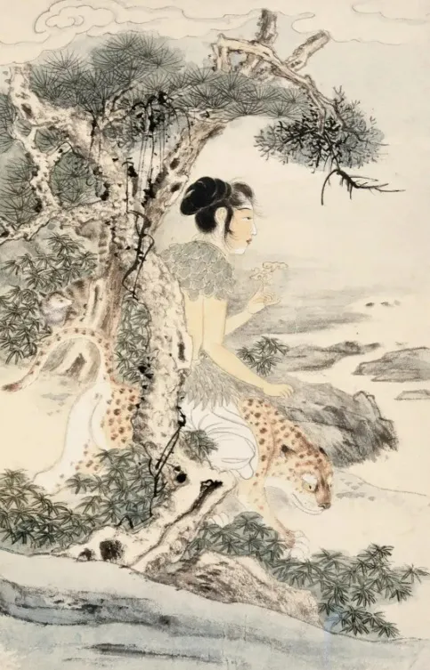 張大千筆下的「山鬼」，「採三秀兮於山間，思公子兮徒離憂」一整個就是仿自北宋畫家李公麟的版本 https://reurl.cc/qnmqoq