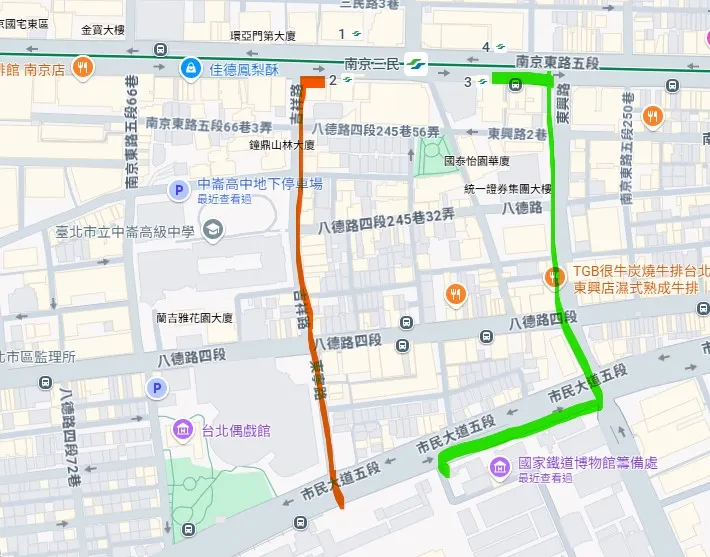 南京三民至鐵道博物館路線圖