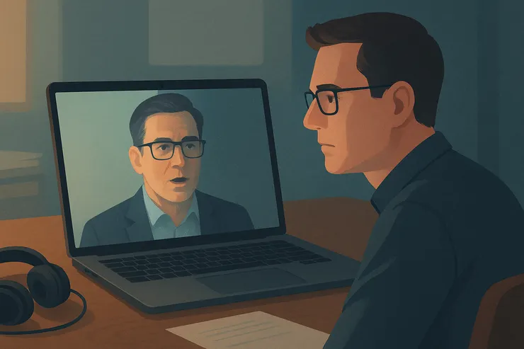 視訊會議中真假難辨的畫面，AI 偽造影像正滲入日常。