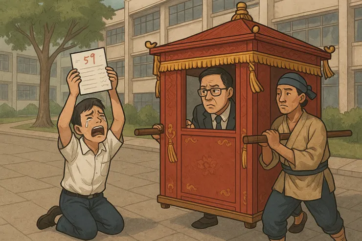 攔轎申冤的高中生! (小昕咒語Copilot繪圖)