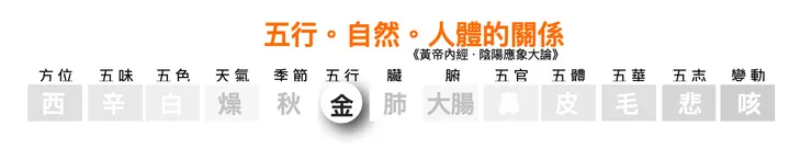五行、自然、人體的關係