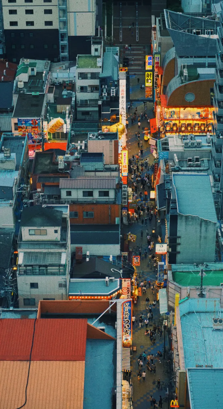 #從通天閣俯視新世界商店街