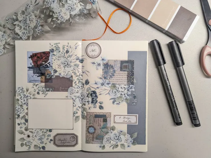 (這是我第一次嘗試拼貼的作品。沒有技巧,卻很投入,也很快樂。)