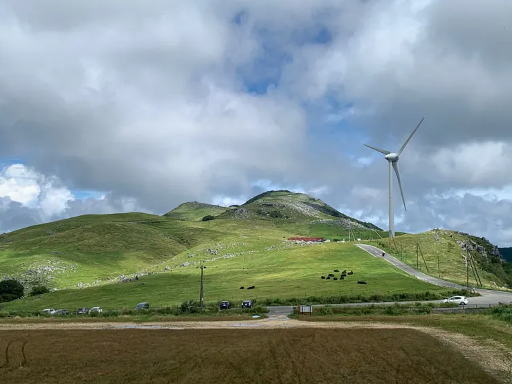 有許多風力發電的風車。