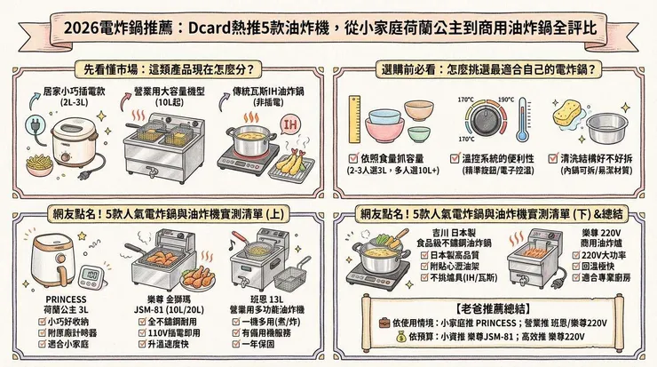 2026電炸鍋推薦：Dcard熱推5款油炸機，從小家庭荷蘭公主到商用油炸鍋全評比 🍟