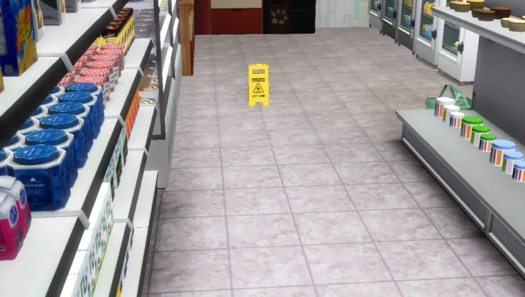 請小心地滑，大理石地板有水便很滑。