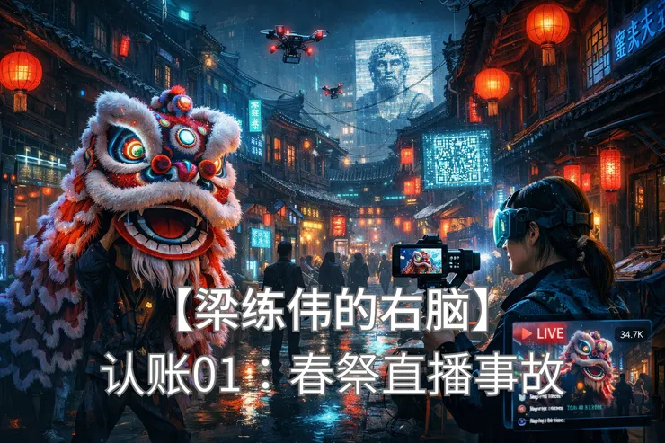 梁练伟的右脑认账01封面 霓虹雨夜老街舞狮