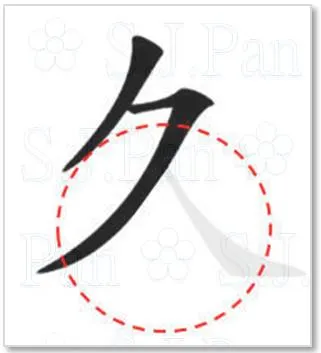 紅線內是缺了一半的「人」字。