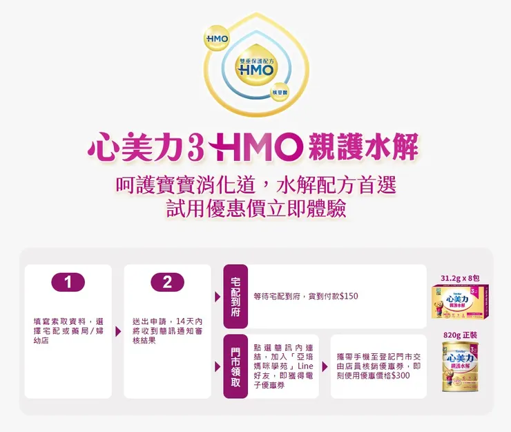 ▲	亞培心美力親護系列的官網試喝罐申請 