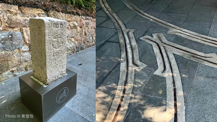 1910年的海軍界石,和讓卡車運送彈藥用的火藥軌。