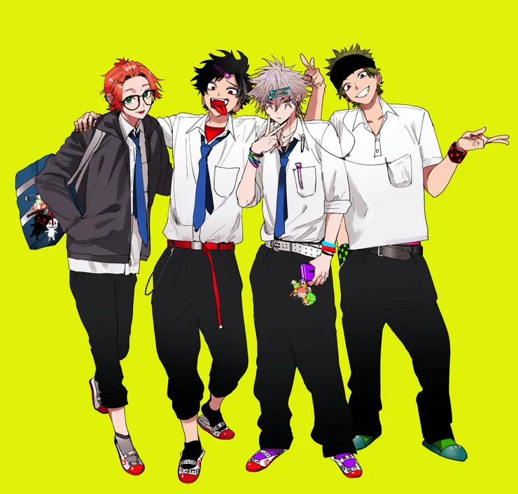 由左到右,分別為是岸遊人、宍喰野虎落、觀崎薰、多聞康太郎